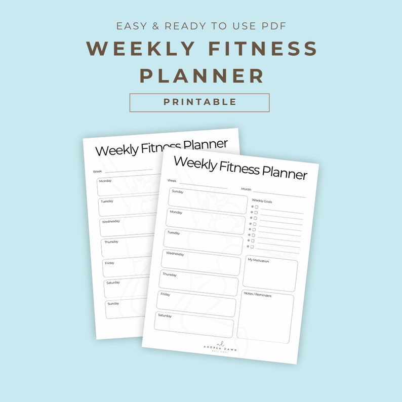 Weekly Workout Planner, Printable Workout Planner, 7 Day Fitness Planner, Instant Download PDF, Minimalist Planner image 1