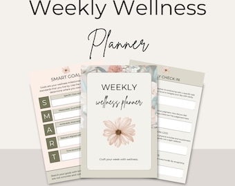 Weekly Wellness Planner | Watercolour Floral Journal |Coquette Wellness Journal | Weekly Wellness Tracker - Self-Care Journal - PDF