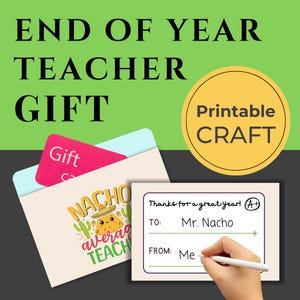Teacher Gift Card Holder Printable, End of Year Thank You, DIY Envelope Template, Instant Download, Appreciation Gift from Student