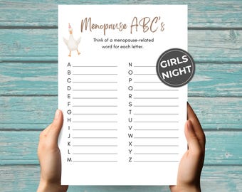 A bis Z Frauen Quiz Spiel, Menopause Party Eisbrecher, druckbare Damen Nacht Aktivität