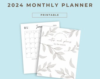 2024 Monthly Planner Printable, Minimal Planner Printable, Monthly Planner 2024, Instant Download PDF, Printable Planner 2024