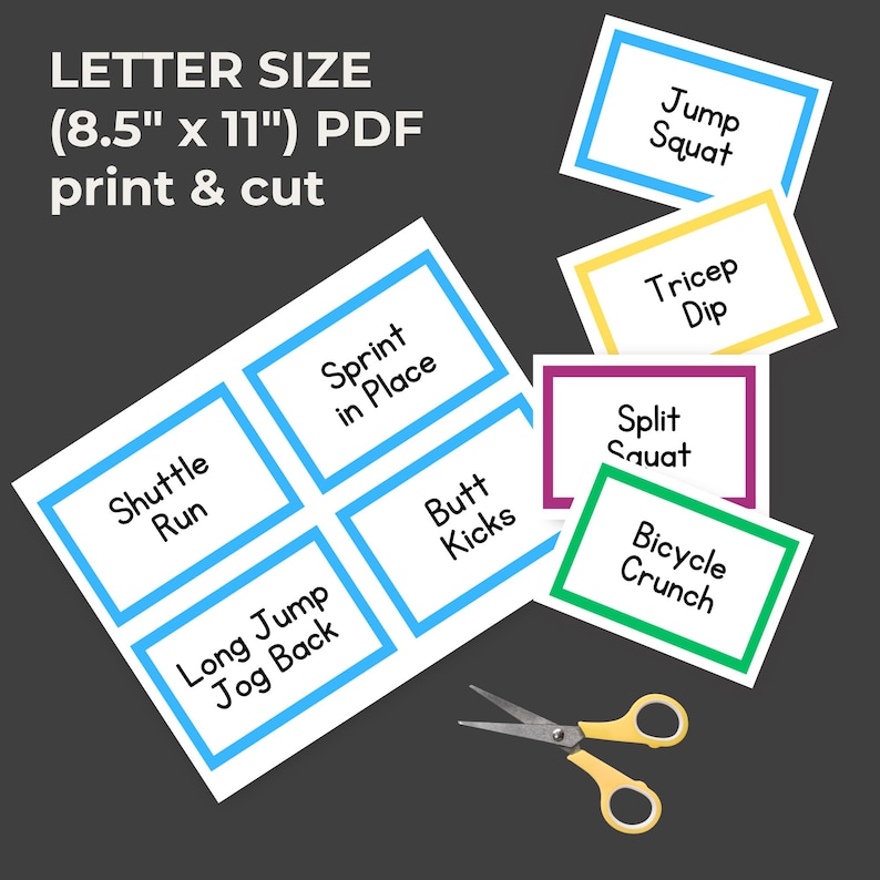 Printable Exercise Cards for Fitness Classes, Circuit Workout Cards ...