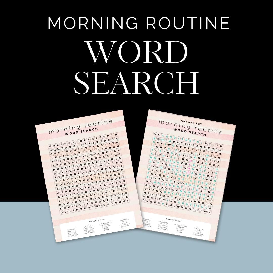 Morning Routine Boho Word Search Puzzle | Wellness Activity for Adults ...