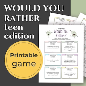 Juego imprimible "¿Qué Prefieres?": Rompehielos divertido para adolescentes, adultos y personas mayores, juego de fiesta, cena, descarga instantánea