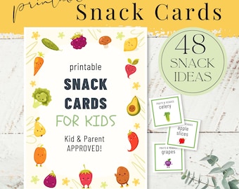 Tarjetas imprimibles para meriendas infantiles: Paquete de actividades sobre alimentación saludable (descarga en PDF)