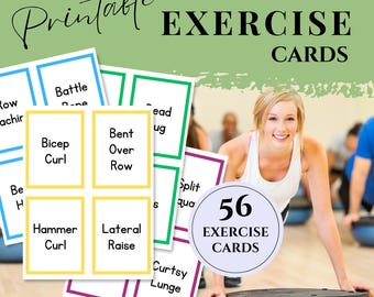 Printable Exercise Cards | Beginner Workout Cards for Women | Home Fitness Deck PDF | Color-Coded Exercises
