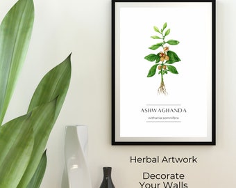 Botanical Wall Art | Herbal Art Watercolour | Neutral Botanical Printable Wall Art | Neutral Decor | Botanical Print | Boho Art Print