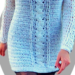 Crochet Sweater Dress pattern shoulderless and cabled Levitate image 7