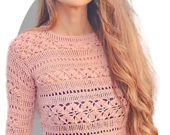 Crochet Pattern BESTSELLER -Lust- Women Crochet Sweater Pattern Easy Boho Pullover Tutorial Instruction Crew Neck PDF Instant Download