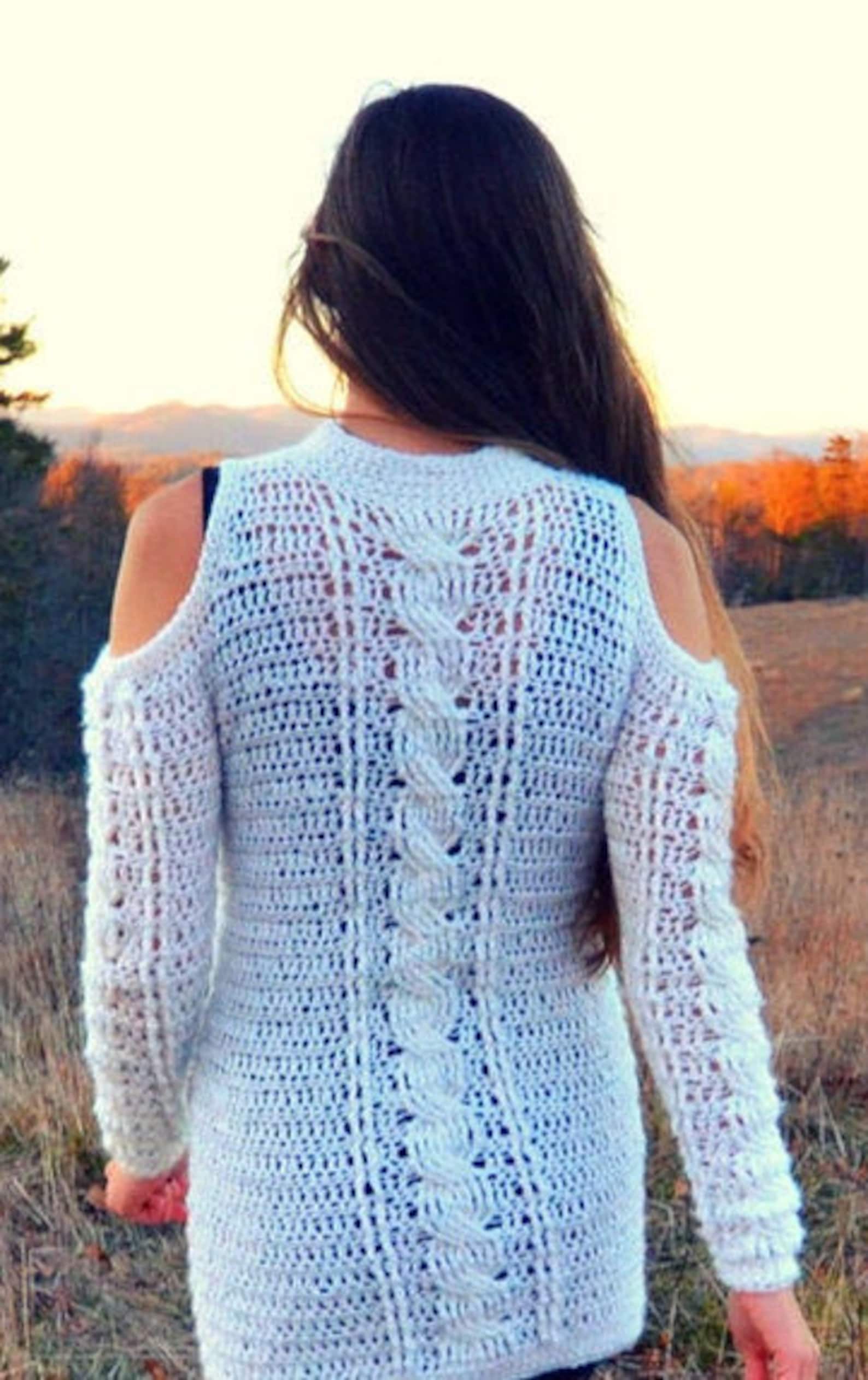 Crochet Sweater Dress Pattern Shoulderless and Cabled Etsy Sweden