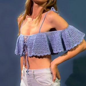 Crochet Top Pattern Reversible Ruffle Moon image 1