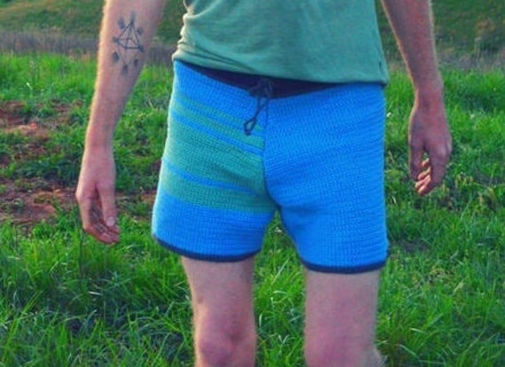 mens crochet swim trunks