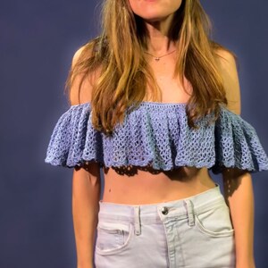 Crochet Top Pattern Reversible Ruffle Moon image 9