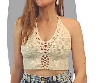 Crochet Pattern -Ascending- Crochet Top Pattern Women Boho Crop Top Festival Top Crop Top Halter Tutorial PDF Instant Download