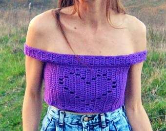 Crochet Pattern - Orbit - Easy Crop Top Pattern Women off the shoulder  PDF Download