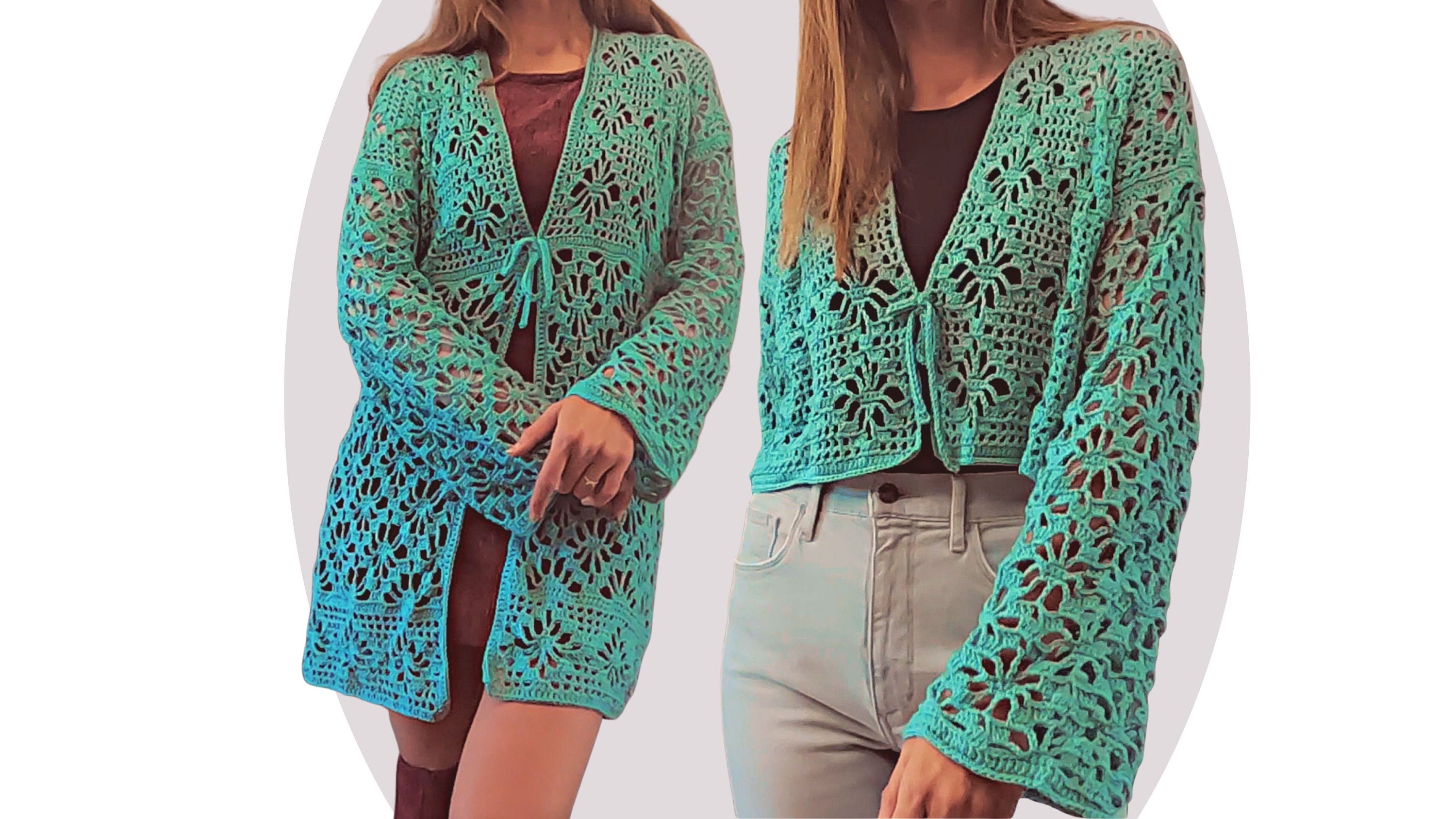 Rose Kimono Cardigan Crochet PDF Pattern