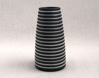 Handmade Ceramic Vase - Ceramic Flower Vase - Wheel Thrown Pottery - Black and White Vase  (0072b39)