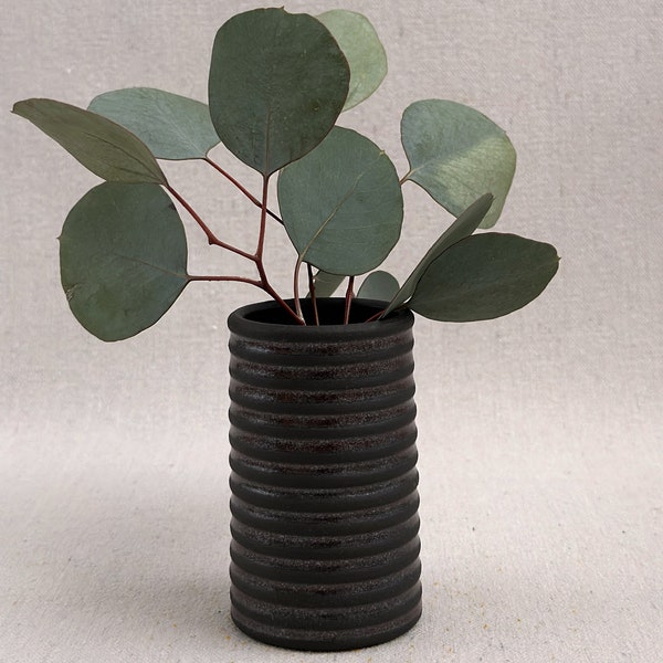 Small Bud Vase - Black Ceramic Vase - Handmade Gift Pottery Vase - Home Gift - Wedding Decor - Ceramic Flower Vase  (0199a39)