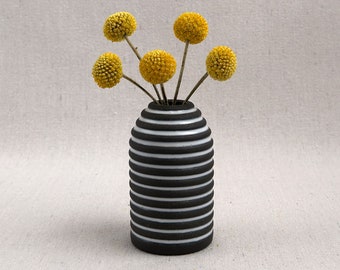 Schwarz-Weiße Vase - Keramik Blumenvase - Handgemachte Keramikvase - Rad Keramik (0201d39)