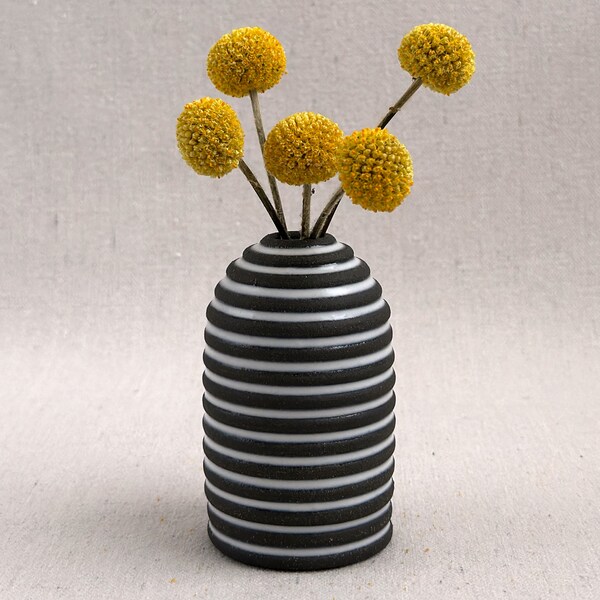 Black and White Ceramic Vase - Handmade Gift - Ceramic Bud Vase - Wedding Favor - Wedding Decor - Ceramic Flower Vase -  (0201h39)