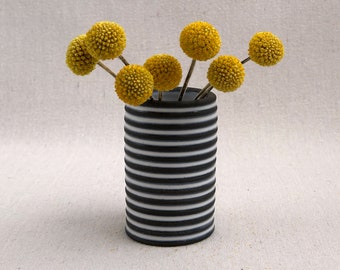 Vase noir et blanc - Vase de fleurs en céramique - Vase en céramique fait main - Poterie tournée (0199d39)