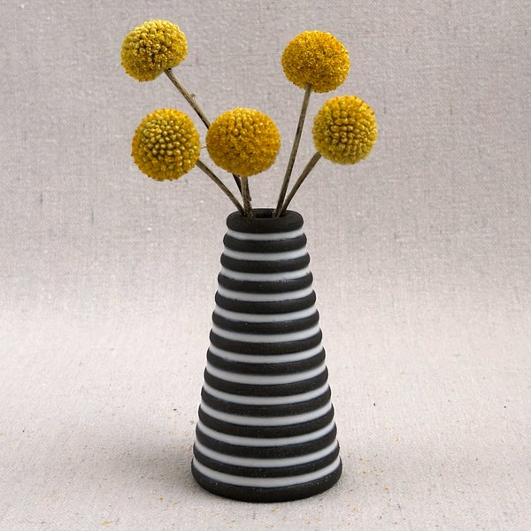 Black and White Ceramic Vase - Handmade Gift - Ceramic Bud Vase - Wedding Favor - Wedding Decor - Ceramic Flower Vase -  (0200h39)
