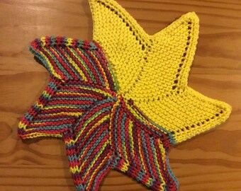 Knitted Washcloth - Star Shaped