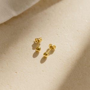 Mini Orba Solid Gold Stud Earrings – Gold Tiny Everyday Studs | Handmade Gold Nugget Earrings | Gift for Her | Lily Flo. Mini gold studs