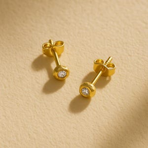 Tiny Diamond Stud Earrings – Solid Gold Minimalist Everyday Studs | Handmade Gold Nugget Earrings | Gift for Her | Lily Flo