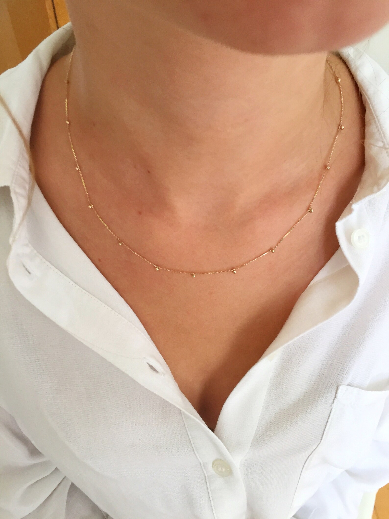 Solid Gold Necklace With Little Balls. Solid 18 14k 9k Gold Etsy