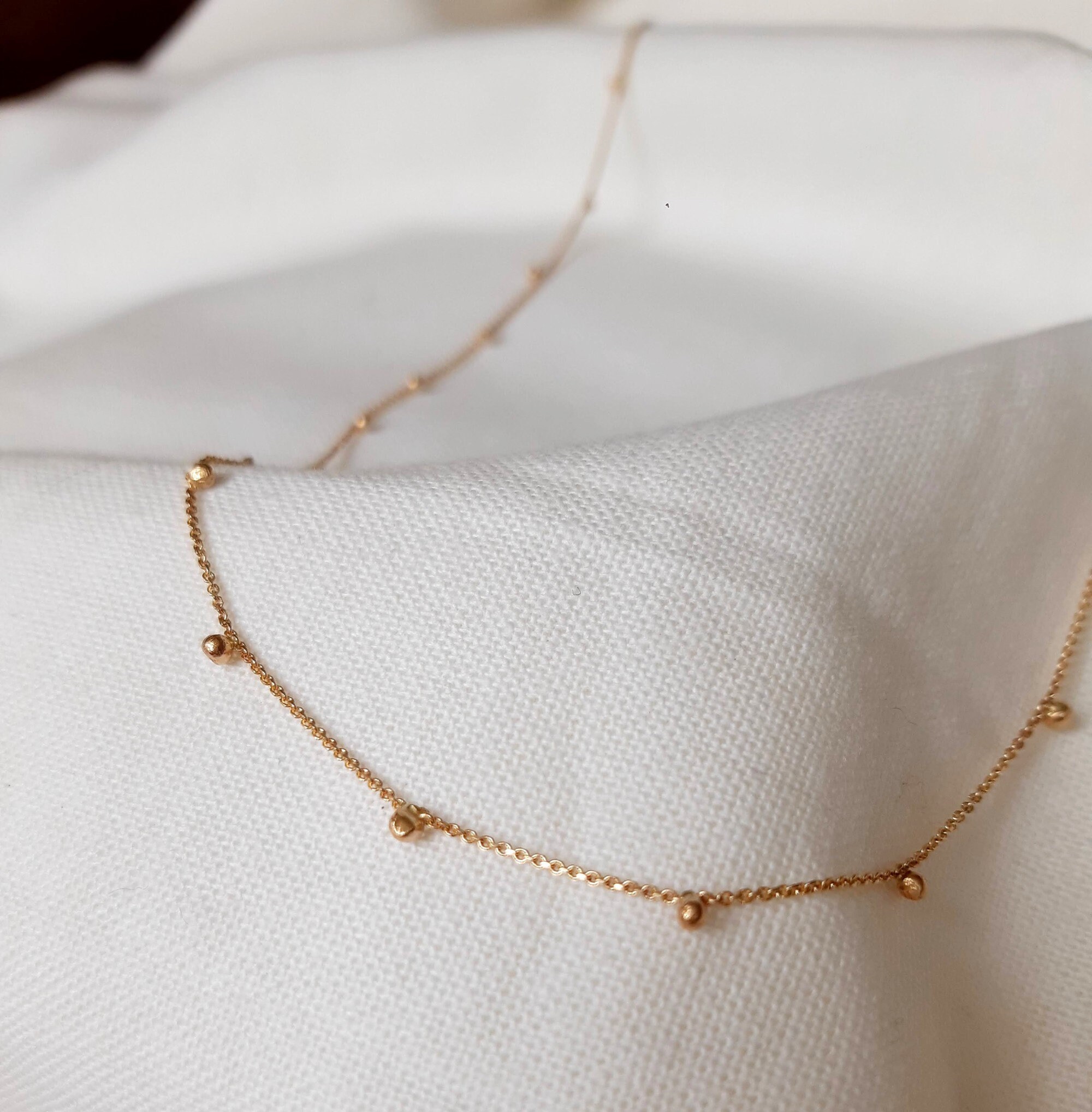 Solid Gold Necklace With Little Balls. Solid 18 14k 9k Gold Etsy UK