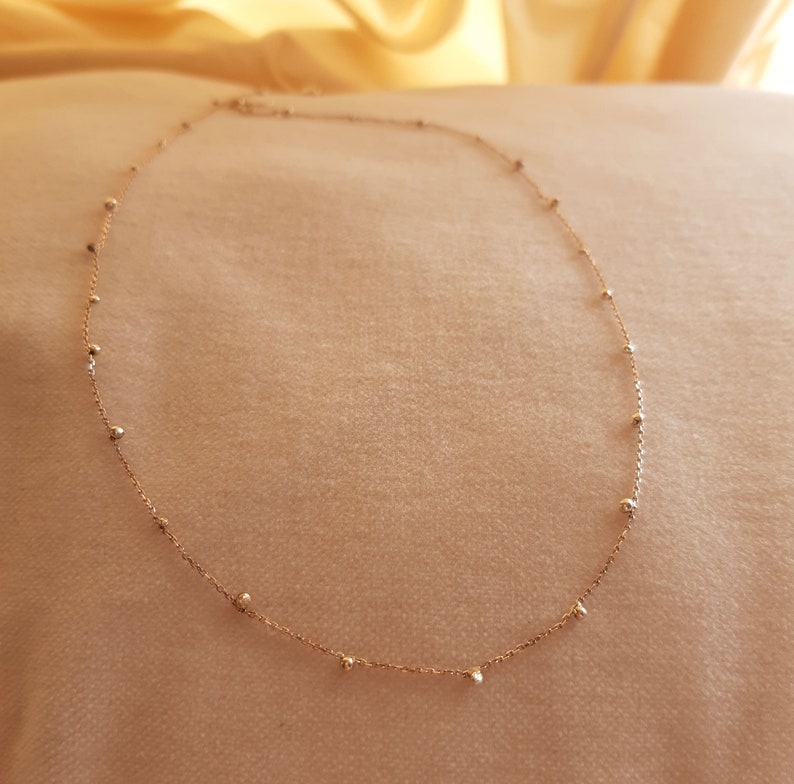 Solid gold necklace with little balls. Solid 18 14k 9k gold Etsy