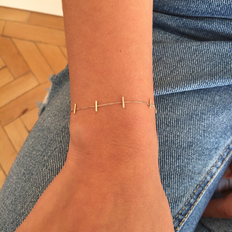 Solid Gold Bar Bracelet Made From Your Choice of 9k 14k or Etsy