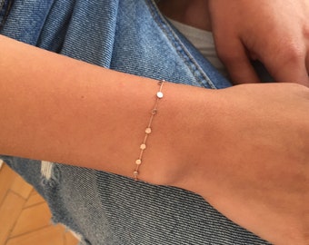 Solid gold chain bracelet with tiny solid gold 9k, 14k or 18k. Solid gold Reach for the Stars bracelet by Lily Flo Jewellery.