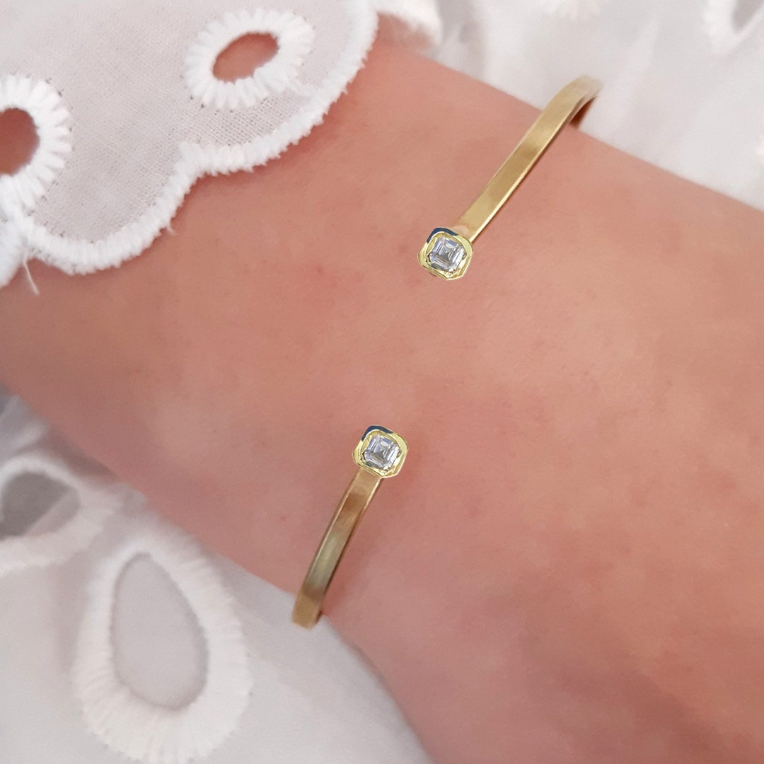 Solid Gold Cuff Bracelet Made From 9k, 14k 0r 18k Solid Gold. Cushion