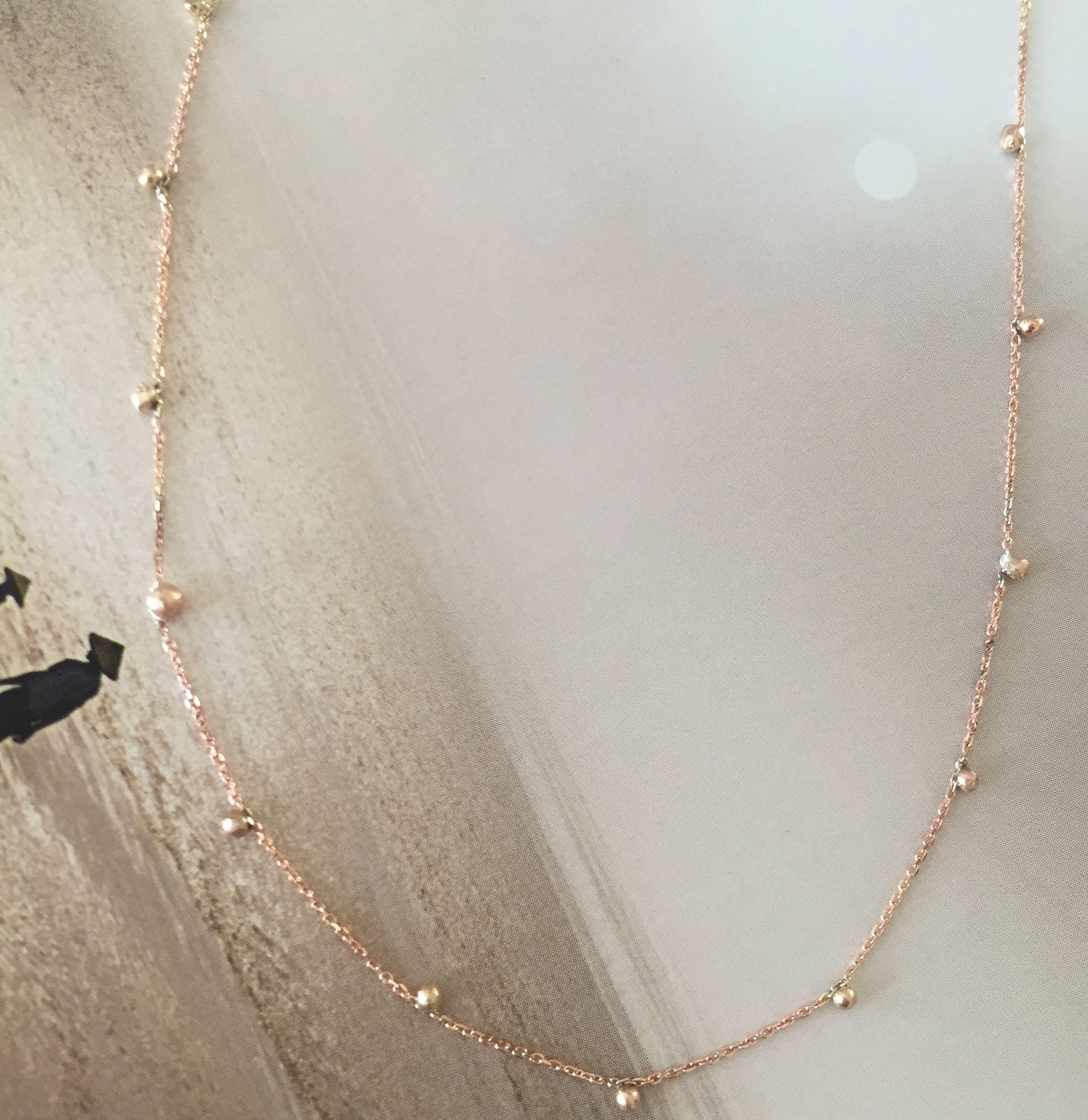 Solid Gold Necklace With Little Balls. Solid 18 14k 9k Gold Etsy UK