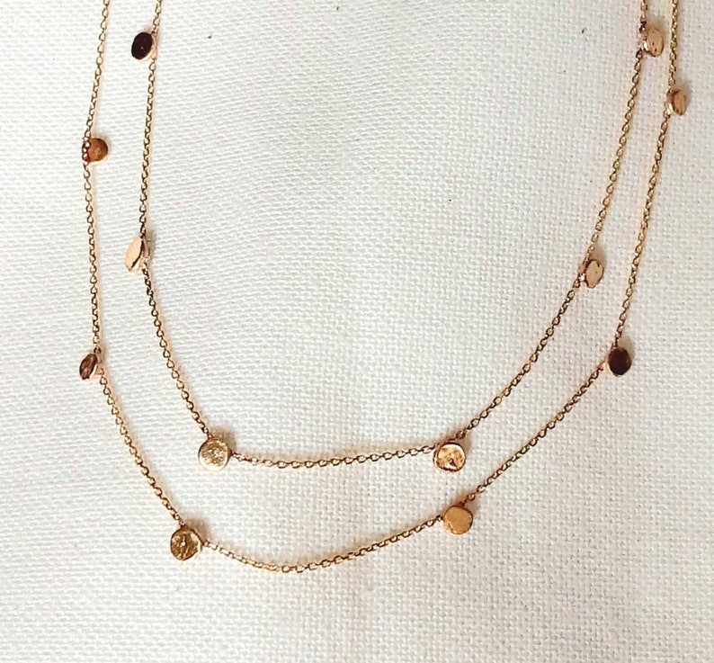 Solid Gold Double Necklace Made of 9k 14k or 18k Solid Gold. - Etsy