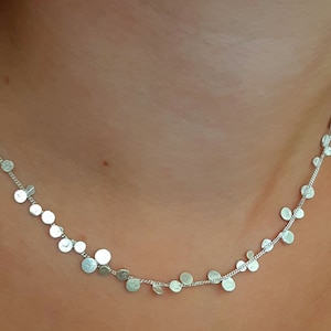 Solid Gold necklace with beautiful handmade discs in solid 9k, 14k, or 18k gold, Cluster of Stars necklace. Lily Flo Jewellery