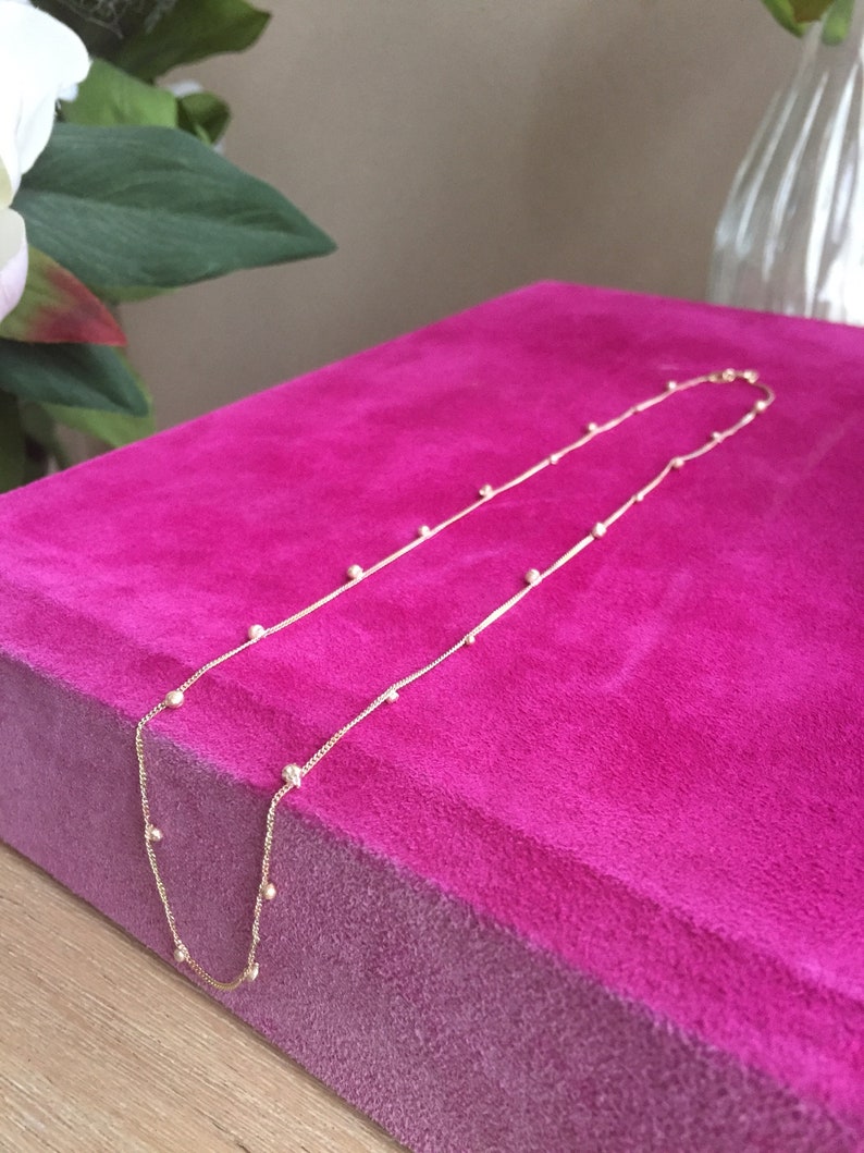 Solid gold necklace with little balls. Solid 18 14k 9k gold Etsy