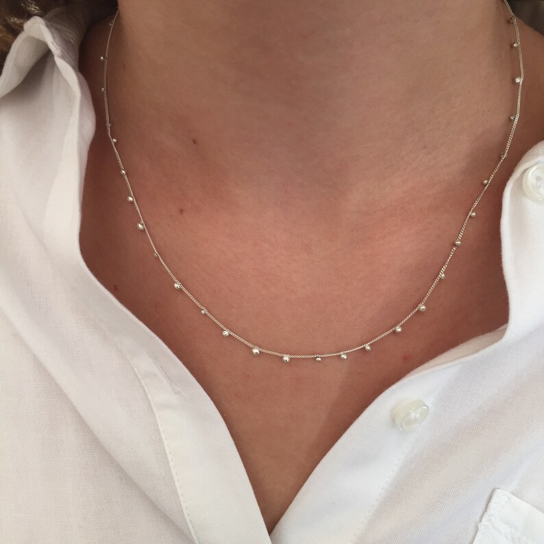 Solid gold necklace with little balls. Solid 18 14k 9k gold Etsy