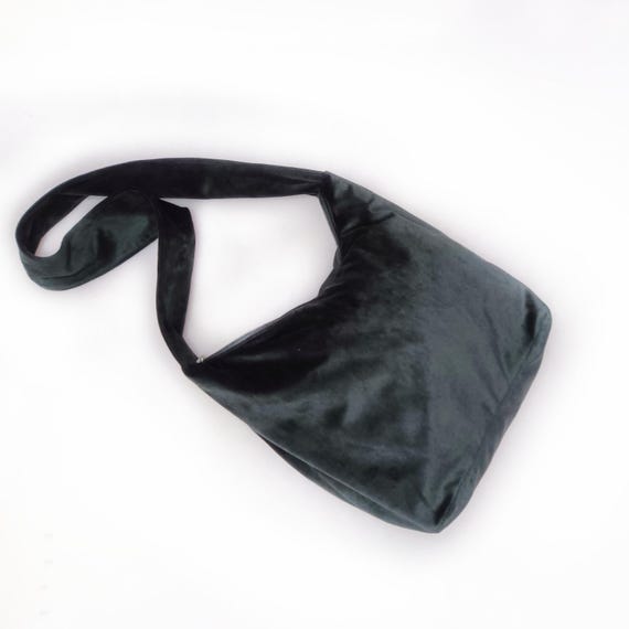 Velvet Hobo bag, Woman purse bag, Black Crossbody bag, Travel boho bag, Shoolder bag, Handmade gift for mom
