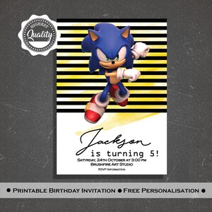 Sonic The Hedgehog 2020 Geburtstagseinladung Sonic The Etsy
