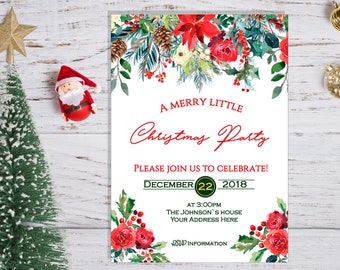 christmas party invitation christmas dinner rustic christmas etsy