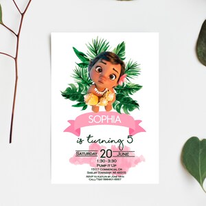 Baby Moana Birthday Invitation Moana Invitation Moana Party Etsy