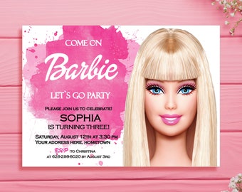 invitation barbie theme