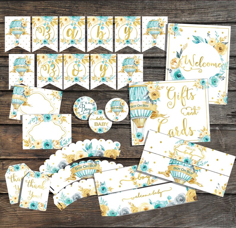Boy Baby Shower Decorations Printable Baby Shower Party Pack Etsy