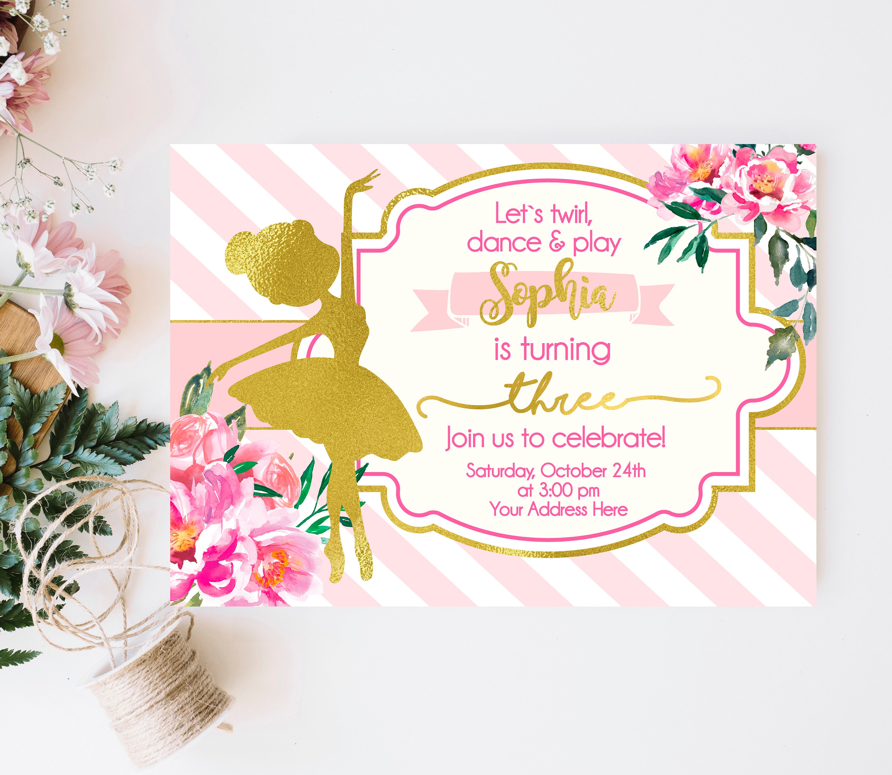 Ballerine Invitation Ballerine Anniversaire Invitation Etsy