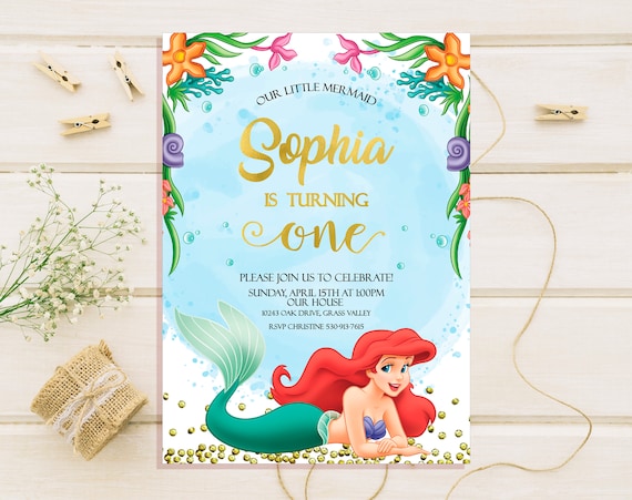 The Little Mermaid Birthday Invitations The Little Mermaid Etsy