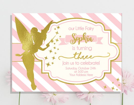 Fete Danniversaire Danniversaire Fee Clochette Invitation Etsy
