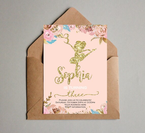 Ballerine Invitation Invitation D Anniversaire De Etsy